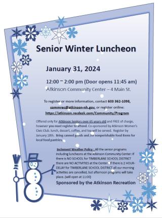 Senior Winter Luncheon 1/31/24