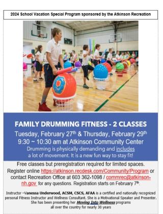  School vacation program-Drumming Fitness classes -