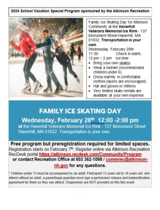 School Vacation special program- Community Ice Skating Day
