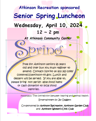 Spring Luncheon for Atkinson Senior 65 +