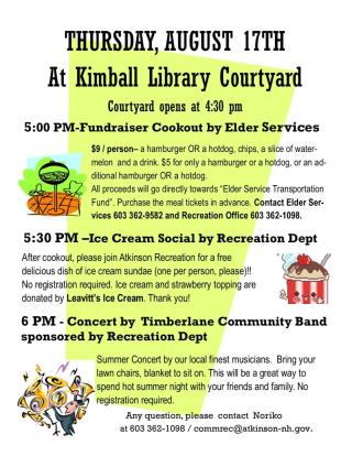 2023 Cookout, Ice Cream Social and Summer concert