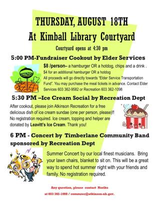 Flyer-cookout, ice cream social, and summer concert